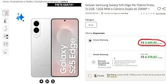 Galaxy S25 Edge em oferta na Fast Shop