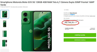 Moto G35 5G em oferta na Magazine Luiza