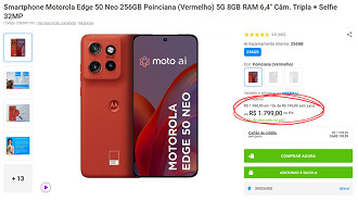 Motorola Edge 50 Neo por R$ 1.799 no Magalu