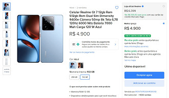 Print que comprova a oferta do realme GT 7