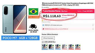 POCO M7 coim preços promocionais no AliExpress. Imagem: Oficina da Net