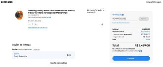 Galaxy Watch Ultra por R$ 2.499,00 na loja oficial da Samsung.
