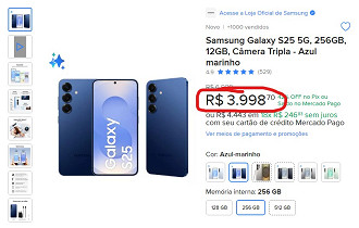 Galaxy S25 em oferta no Mercado Livre