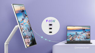 LG Swing tem entrada de 65W que permite transmitir a imagem e carregar o notebook ao mesmo tempo. Imagem: LG/Reprodução