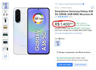Galaxy A36 5G em oferta no Mercado Livre