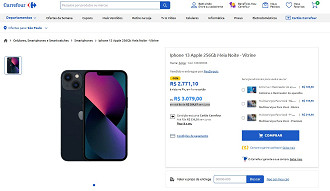 Apple iPhone 13 de 256GB Meia Noite - Vitrine por R$ 2.771,10 à vista!