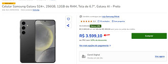 Print que comprova oferta do Galaxy S24 Plus