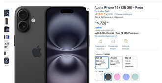 Print que comprova preço do iPhone 16 Print que comprova preço do iPhone 16