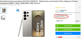 Galaxy S25 Ultra em oferta na Magazine Luiza
