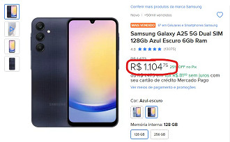 Galaxy A25 5G em oferta no Mercado Livre Galaxy A25 5G em oferta no Mercado Livre