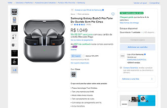 Galaxy Buds3 Pro com 52% de desconto no Mercado Livre.