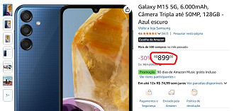 Galaxy M15 5G em oferta na Amazon Galaxy M15 5G em oferta na Amazon