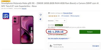 Moto G55 5G em oferta na Casas Bahia Moto G55 5G em oferta na Casas Bahia
