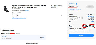 Galaxy Z Flip7 FE em oferta na loja da Samsung