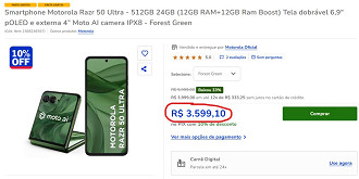Motorola Razr 50 Ultra em oferta na Casas Bahia