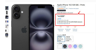 Print que comprova oferta do iPhone 16 Print que comprova oferta do iPhone 16