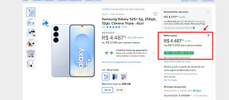 Print que comprova oferta do Galaxy S25+ Print que comprova oferta do Galaxy S25+