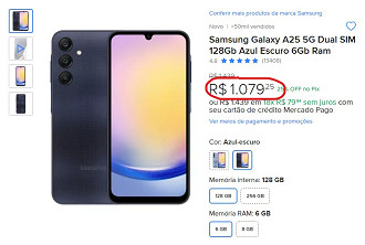 Galaxy A25 5G em oferta no Mercado Livre