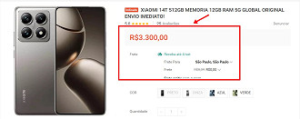 Print que comprova oferta do Xiaomi 14t Print que comprova oferta do Xiaomi 14t
