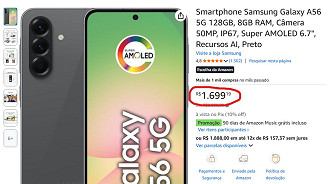 Galaxy A56 em oferta na Amazon Galaxy A56 em oferta na Amazon