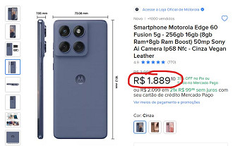 Motorola Edge 60 Fusion em oferta no Mercado Livre