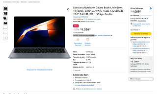 Galaxy Book4 da Samsung em oferta na AMAZON
