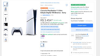 PlayStation 5 Slim Edição Digital 1TB com 27% OFF no PIX.