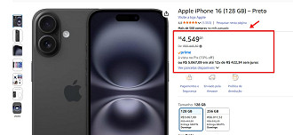 O iPhone 16 está com excelente preço agora na Amazon.