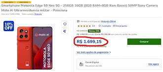 Motorola Edge 50 Neo em oferta na Casas Bahia