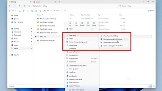 Windows 11 ganha ações de Ia que permite editar fotos sem precisar abrir o arquivo ou aplicativos. Imagem: Bleeping Computer/Reprodução Windows 11 ganha ações de Ia que permite editar fotos sem precisar abrir o arquivo ou aplicativos. Imagem: Bleeping Computer/Reprodução