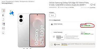Galaxy S25 Edge em oferta na Fast Shop Galaxy S25 Edge em oferta na Fast Shop