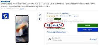 Moto G56 5G em oferta na Casas Bahia Moto G56 5G em oferta na Casas Bahia