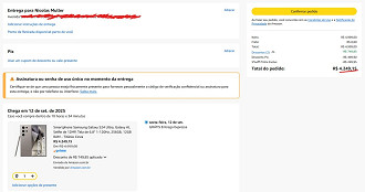 Print que comprova oferta do Galaxy S24 Ultra.