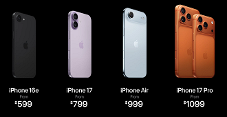 Preços do iPhone 17 nos Estados Unidos. Imagem: Apple/Reprodução