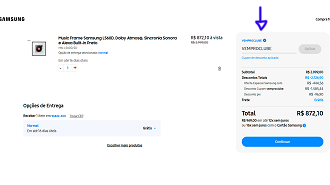 Samsung Music Frame de R$ 2.999,00 por R$ 872,10 à vista na loja oficial da Samsung.