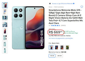 Moto G15 em oferta no Mercado Livre