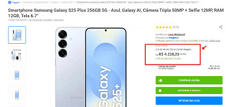 Oferta do Galaxy S25 Plus.
