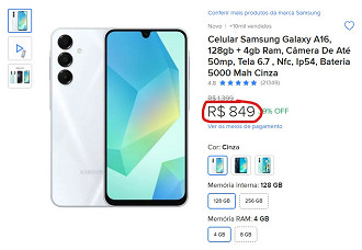 Galaxy A16 4G em oferta no Mercado Livre