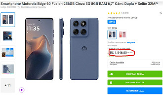 Motorola Edge 60 Fusion em oferta na Magazine Luiza