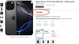 iPhone 16 Pro Max por R$ 8.294 na Amazon