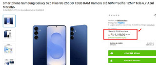 Print que comprova oferta do Galaxy S25 Plus