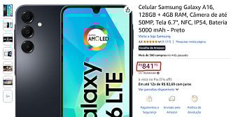 Galaxy A16 4G em oferta na Amazon Galaxy A16 4G em oferta na Amazon
