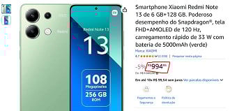 Redmi Note 13 4G em oferta na Amazon