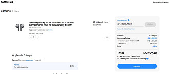 Galaxy Buds 3 em oferta na loja oficial da Samsung.