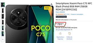 POCO C75 em oferta na Amazon