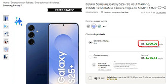 Galaxy S25 Plus em oferta na Fast Shop