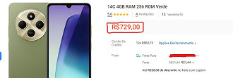 Redmi 14C em oferta na Shopee