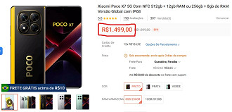 POCO X7 em oferta na Shopee