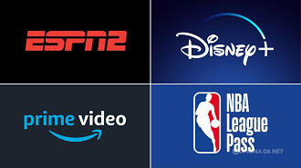 No Brasil, as opções de transmissão da NBA são ESPN2, Disney+, Prime Video e o NBA League Pass. Imagem: Oficina da Net