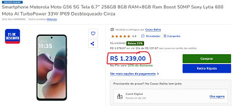 Moto G56 5G em oferta na Casas Bahia